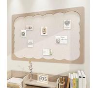 Cute Bulletin Board,Foldable Felt Wall Tile for Home Office School,Picture Vision Board with Push Pin,DIY Wall Display Panel for Photo Message (Beige,60x40cm)