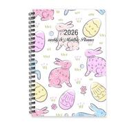 Cute Bunnies and Easter Eggs 2026 Planner A5 To Do List Notebook Notebooks Journal 2026 for Women Planner and Journal for Work Week To View Monthly Year Diary with Dotted Line Note Page Slim
