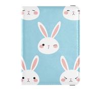 Cute Bunnies Blue Leather passport holder for travel men for travel Vaccine Card Holder Cover Combo Travel Passport Wallet for men Lightweight, cute bunnies blue, One Size