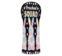 Cute Bunnies Easter Day Tie Dye Head Covers for Golf Clubs Premium Leather Headcovers with Interchangeable No. Tags Designed to Fit All Woods and Drivers