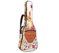 Cute Bunnies Easter Eggs Flowers and a Basket Guitar Bag, Padded Acoustic Guitar Case Backpack with Adjustable Shoulder Strap Pockets