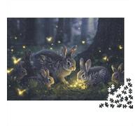Cute Bunnies in Night Forest 1000 Pieces Jigsaw Puzzle for Adults 70x50cm/1000pcs