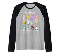 Cute Bunnies of The Fluffle Kawaii Bunny Cartoon Rabbit Raglan Baseball Tee