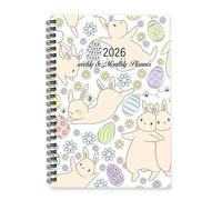 Cute Bunny and Eggs 2026 Journal Diary A5 To Do List Notebook Personal Organisers 2026 Diary for Men Planner A5 for Business Week To View Monthly Year Planner with Dotted Line Note Page Slim