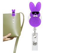 Cute Bunny Badge, Glitter Acrylic Reel Holder, Card Clip with Retractable Cord, Adorable PP ID Accessory, Nurse Badge with Easter Design, Work Lanyard for Hospital School