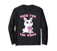 Cute Bunny Boba Tea Vibes Kawaii Animal Lover Long Sleeve T-Shirt