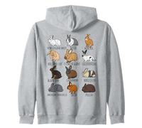 Cute Bunny Breed Types Rabbit Pet Bunnies Animal Lover Owner Zip Hoodie