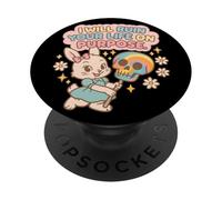 Cute Bunny Chaos Graphic with Colorful Attitude Art PopSockets Adhesive PopGrip