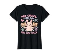 Cute Bunny Choice Pride Body Autonomy Graphic Value Graphic T-Shirt, Women, Black, S