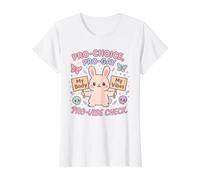 Cute Bunny Choice Pride Body Autonomy Graphic Value Graphic T-Shirt, Women, White, L