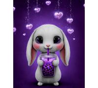 Cute Bunny Composition Notebook: Kawaii Heart Cover Journal with Wide Ruled Pages, Matte Finish, 7.5 x 9.25 Writing Book for School Notes, Diaries, and Gifts