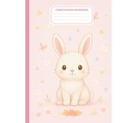 Cute Bunny Composition Notebook: Pastel Spring Friend Primary Journal With Stars And Butterflies For Kids and Teens