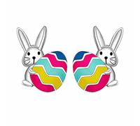Cute Bunny Dangling Earrings Happy Easter Egg Carrot Earring Easter Earrings Cute Earrings Leather Tassel Earrings for Women (A, One Size)
