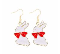 Cute Bunny Dangling Earrings Happy Easter Egg Carrot Earring Easter Earrings Cute Earrings Leather Tassel Earrings for Women (Red, One Size)
