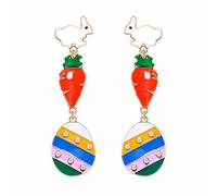 Cute Bunny Dangling Earrings Happy Easter Egg Carrot Earring Easter Earrings Cute Earrings Swimming Earrings (C, One Size)