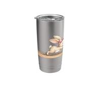 Cute Bunny Doing Pilates Reformer Machine Easter Rabbit Stainless Steel Insulated Tumbler