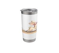 Cute Bunny Doing Pilates Reformer Machine Easter Rabbit Stainless Steel Insulated Tumbler