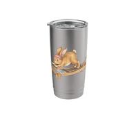 Cute Bunny Doing Reformer Pilates Machine Easter Pilates Stainless Steel Insulated Tumbler