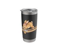 Cute Bunny Doing Reformer Pilates Machine Easter Pilates Stainless Steel Insulated Tumbler