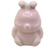 Cute Bunny Drawer Pulls, Ceramic Cabinet Knobs with Brass Base for Kids Wardrobe Handles, Modern Animal Shaped Porcelain Dresser Pulls for Nursery Furniture Hardware(Pale Pink)