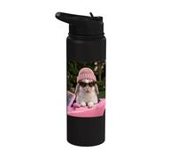 Cute Bunny Driving Pink Convertible Y2K Aesthetic Rabbit Stainless Steel Insulated Water Bottle