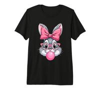 Cute Bunny Face Glasses Pink Bubble Gum Rabbit Happy Easter Premium T-Shirt