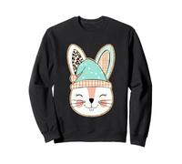 Cute Bunny Face With Colorful Hat Sweatshirt