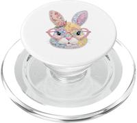 Cute Bunny Floral Design with Heart Glasses Spring Theme PopSockets PopGrip for MagSafe
