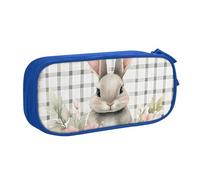 Cute Bunny Floral Pencil Case for Boys Girls Rabbit Easter Large Pen Bag Desk Stationery Organizer Pencil Pouch for School Office Zippered Makeup Bag