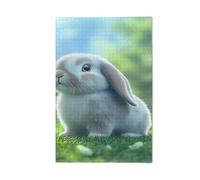 Cute Bunny Garden Green Adults Jigsaw Puzzles 1000 Pieces Flower Animal Print Fun Gag Gift Puzzle Friends Family Game Gifts