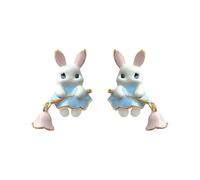 Cute Bunny Ghost Earrings for Women, Original Design, Enamel Hand-Painted Animal Stud Earrings, Creative Fairy Tale Accessories, Includes White Gift Box