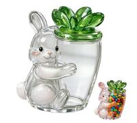 Cute Bunny Glass Storage Jar with Carrot Lid, Easter Decorative Candy Jar for Easter Eggs & Treats, Rabbit Shaped Glass Container for Home Decor