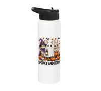 Cute Bunny Halloween Witch Ghost Mummy Pumpkin Rabbit Lovers Stainless Steel Insulated Water Bottle