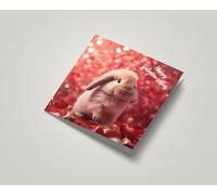 Cute Bunny Happy Valentine's Day Greeting Card 150mm x 150mm Square - Including Envelope - GC776SQ
