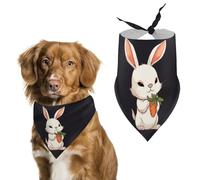 Cute Bunny Holding Carrot Dog Bandana Washable & Adjustable Triangle Scarf, Breathable Pet Scarf for Small Medium Large Pets, Cute Fashion Pet Accessory