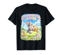 Cute Bunny Hops Snack Repeat Pastel Spring Decorative Eggs T-Shirt