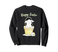 Cute Bunny in Basket Happy Easter Watercolor for Kids Toddle Sweatshirt