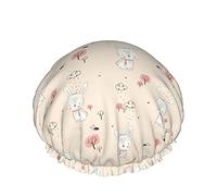 Cute Bunny In The Reusable Elastic Bath Waterproof Shower Cap For Womens, Caps For Girls Spa Home Use,Hotel And Hair Salon