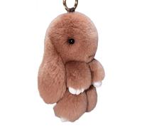 Cute Bunny Keychain, Soft Bunny Keychain, Plush Rabbit Keyring, Plush Fluffy Pom-pom Key Ring, Soft Artificial Rabbit Faux Fur Key Chains, for Women, Car, Handbag Keyring, Bag Pendant (khaki)