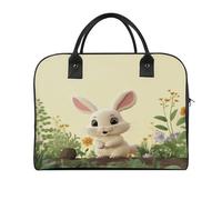Cute Bunny Laptop Tote Bag Casual Travel Handbag Multi Pocket Shoulder Bags for Work Travel