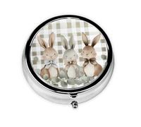 Cute Bunny Leaves Small Pill Box 3 Compartment Portable Pill Box for Purse Pocket Easter Rabbit Mini Medicine Organiser for Daily Vitamin Fish Oil Storage