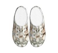Cute Bunny Leaves Women's Slippers Flannel House Slippers for Men Easter Rabbit Non-Slip Warm Winter Shoes for Indoor Outdoor UK 8-9