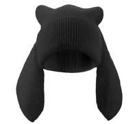 Cute Bunny Long Ears Grunge Hat Cute Knit Beanie Hats Fluffy Winter Cap Warm Knit Rabbit Crochet Solid Color Bonnet for Girls
