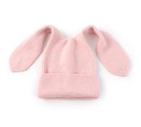 Cute Bunny Long Ears Grunge Hat Cute Knit Beanie Hats Fluffy Winter Cap Warm Knit Rabbit Crochet Solid Color Bonnet for Girls