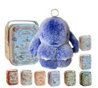 Cute Bunny Lulu Keychain With Tin, Charm Bunny Keychain Fluffy With Boxfor Girl,Kids,Backpack,Purse,Handbags (Dark Blue)