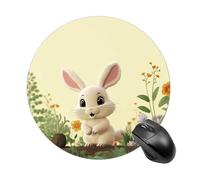 Cute Bunny Mouse Pad Funny Round Mousepad Anti-Slip Rubber Mouse Mat Laptop Desk Accessories 7.8 X 7.8 Inch for Office and Home Use