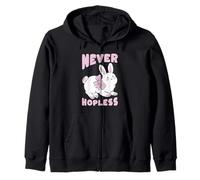 Cute Bunny Never Hopeless Motivational Quote Zip Hoodie