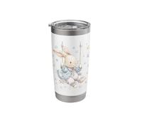 Cute Bunny on Swing Pastel Watercolor Nursery Art Stainless Steel Insulated Tumbler
