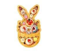 Cute Bunny Plates, Wooden Divided Tray, Natural Fruit Platter with Sectioned Design, Eco Friendly Tableware with Smooth Texture, Dining Category Item, Snack Organizer for Outdoor Travel Christmas