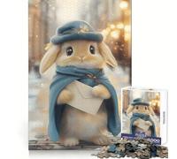 Cute Bunny Postman in Christmas Winter Scene 1000 Piece Jigsaw Puzzles for Adults Relax Game Good Thick Fun Hobby Xmas Surprise (38x26cm)